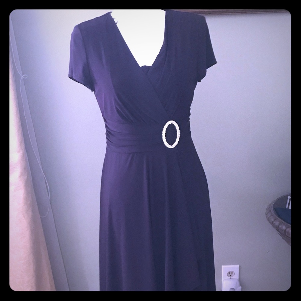 R&M Richards Embellished Faux Wrap Dress
